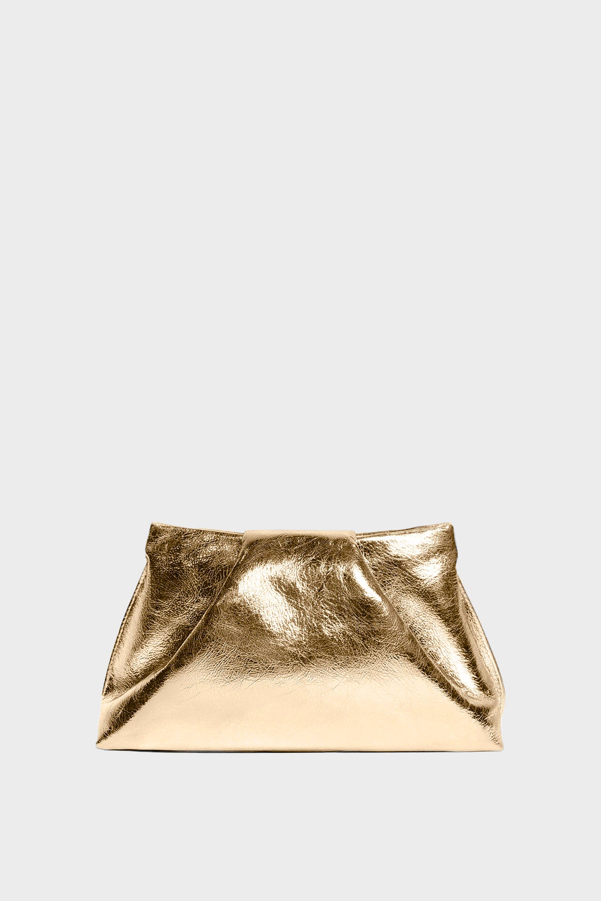 Midi Fold Clutch in Metallic Gold