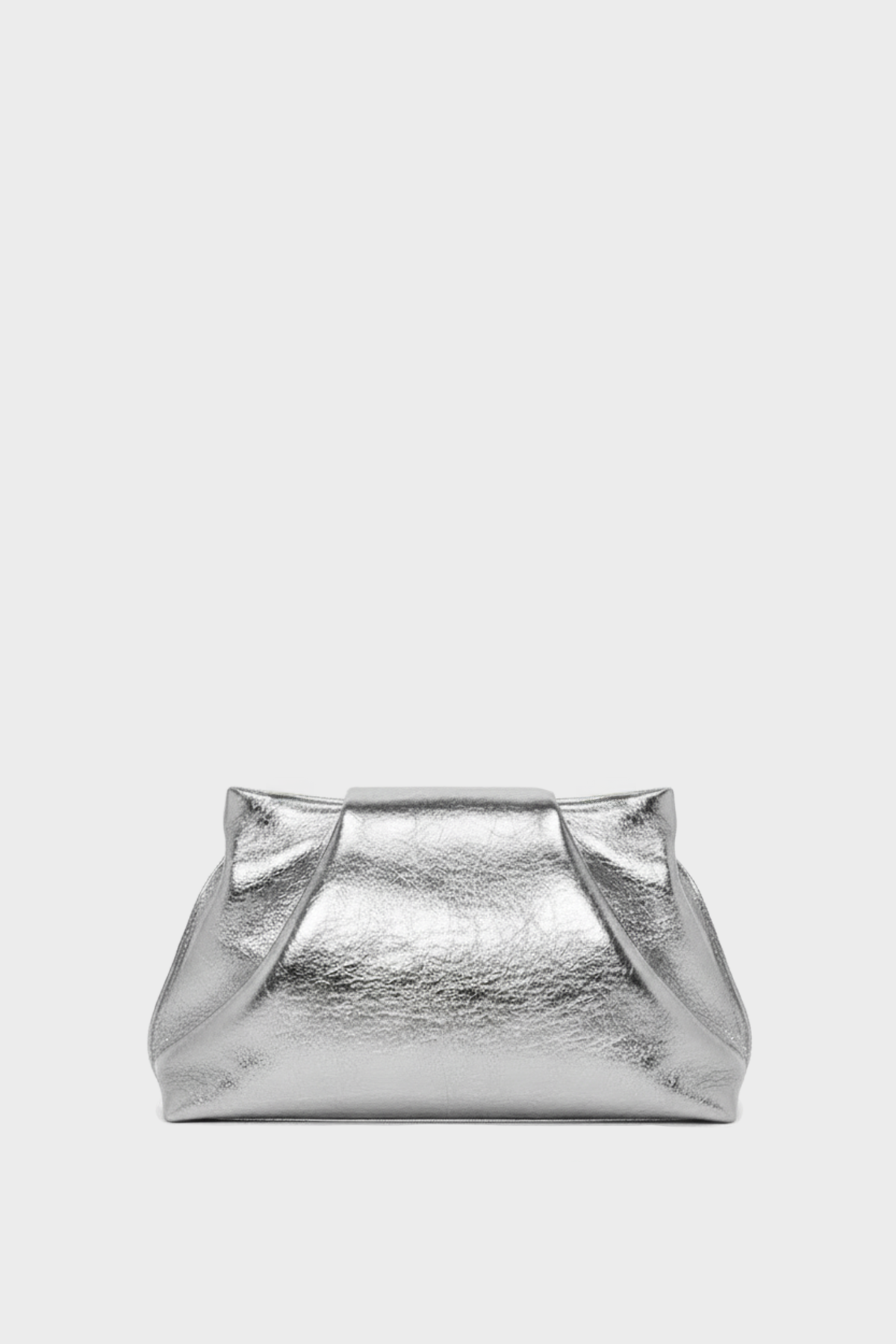 Midi Fold Clutch in Metallic Silver