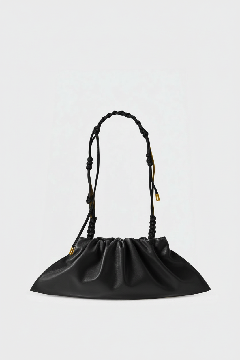 Short Braided Strap in Smooth Black