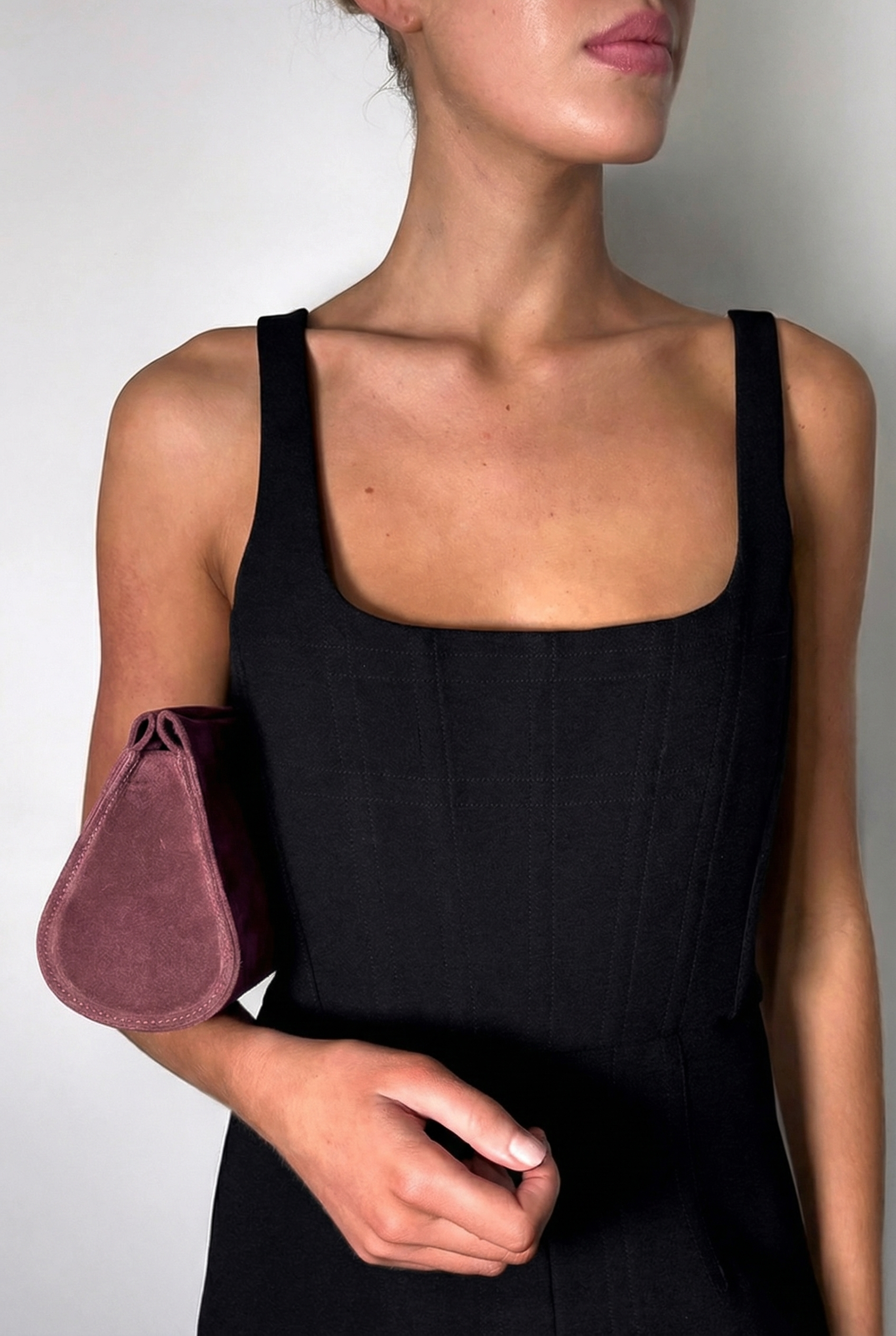 Mini Teardrop Clutch in Suede Plum