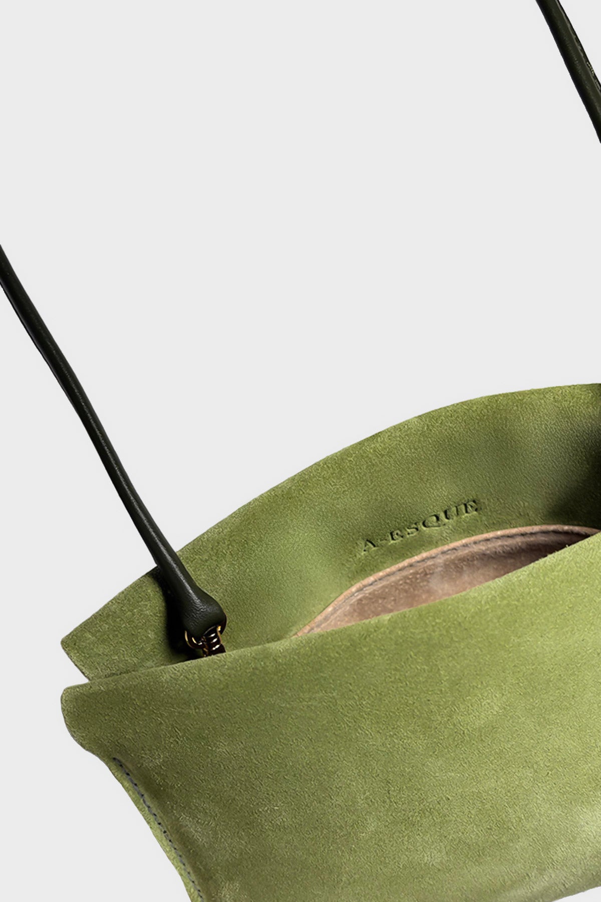 Mini Teardrop Clutch in Suede Matcha