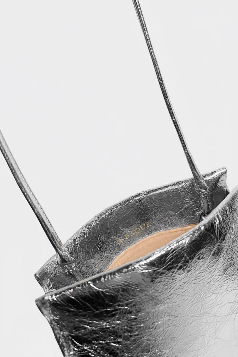 Mini Teardrop Clutch in Metallic Silver