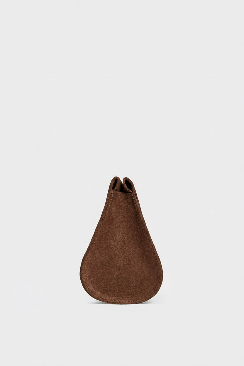 Mini Teardrop Clutch in Suede Chestnut