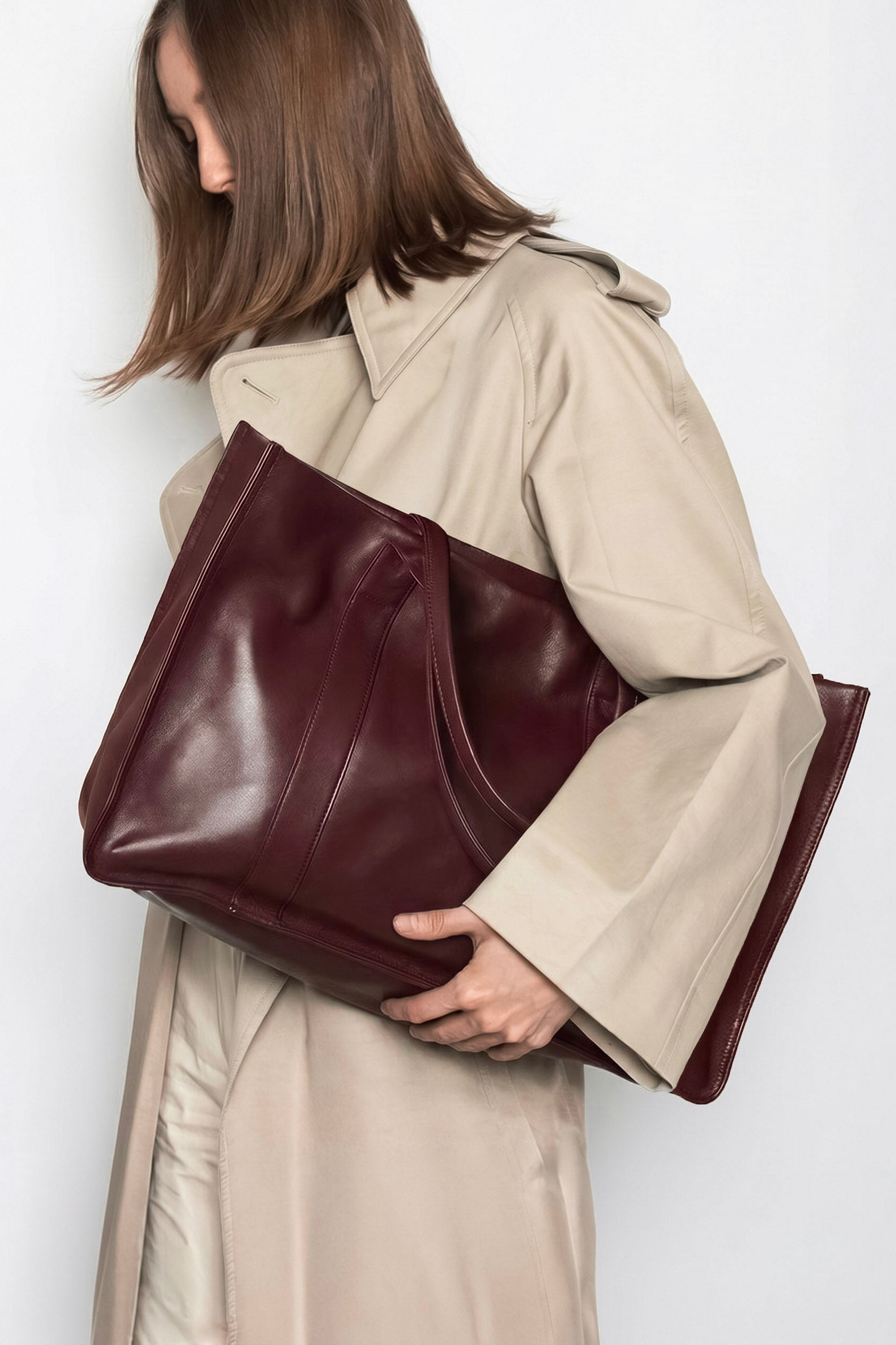 Original Grocer Tote Bag in Smooth Burgundy