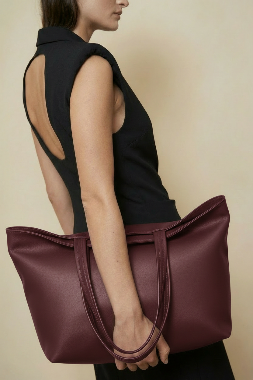 Simple Fold Tote in Smooth Burgundy