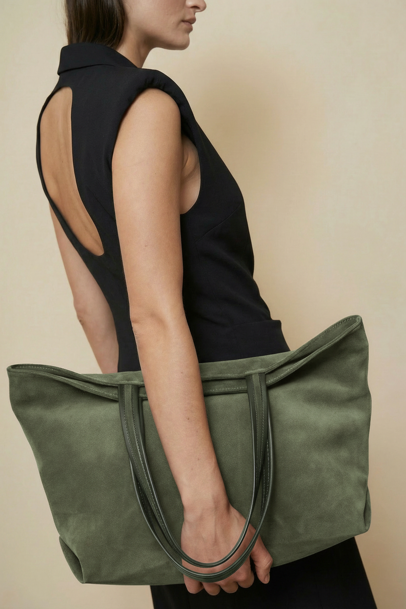Simple Fold Tote in Suede Forest