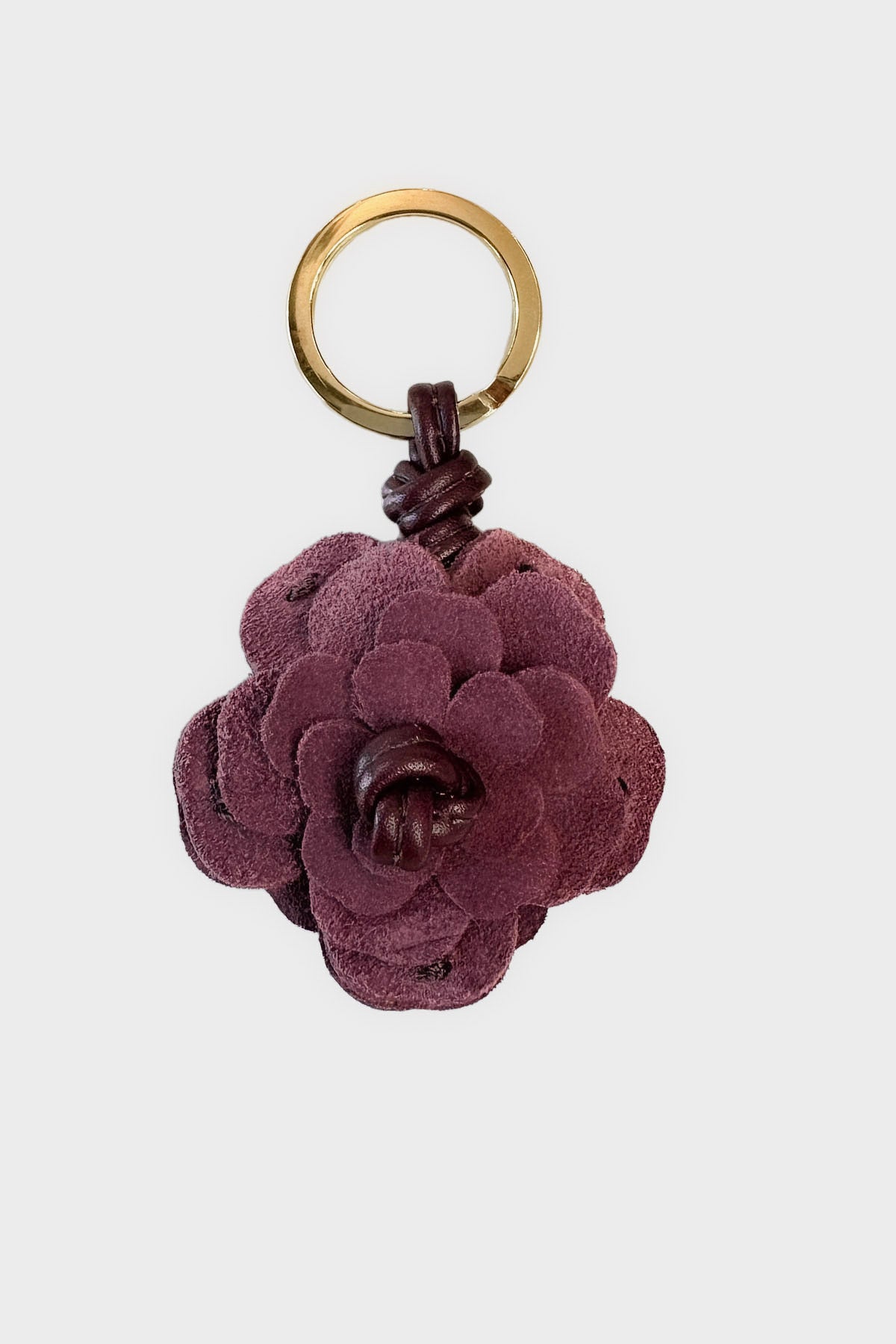 Floral Keyring in Suede Plum