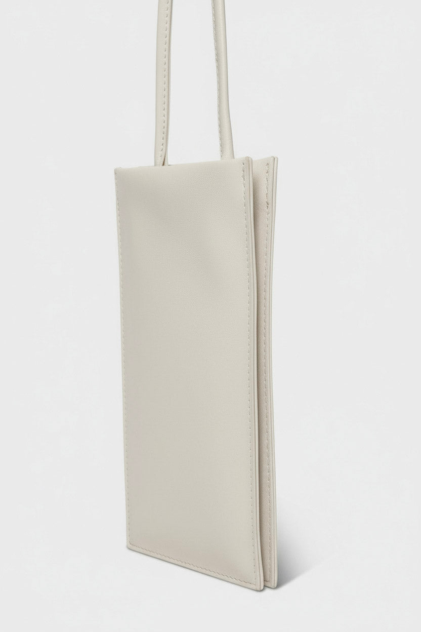 Tall Slim Double Pocket Bag in Smooth Off White
