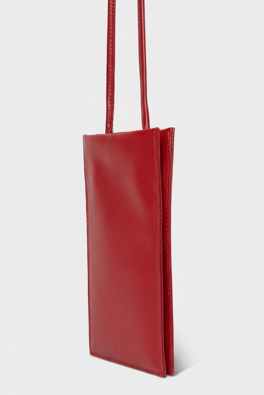 Tall Slim Double Pocket Bag in Smooth Red