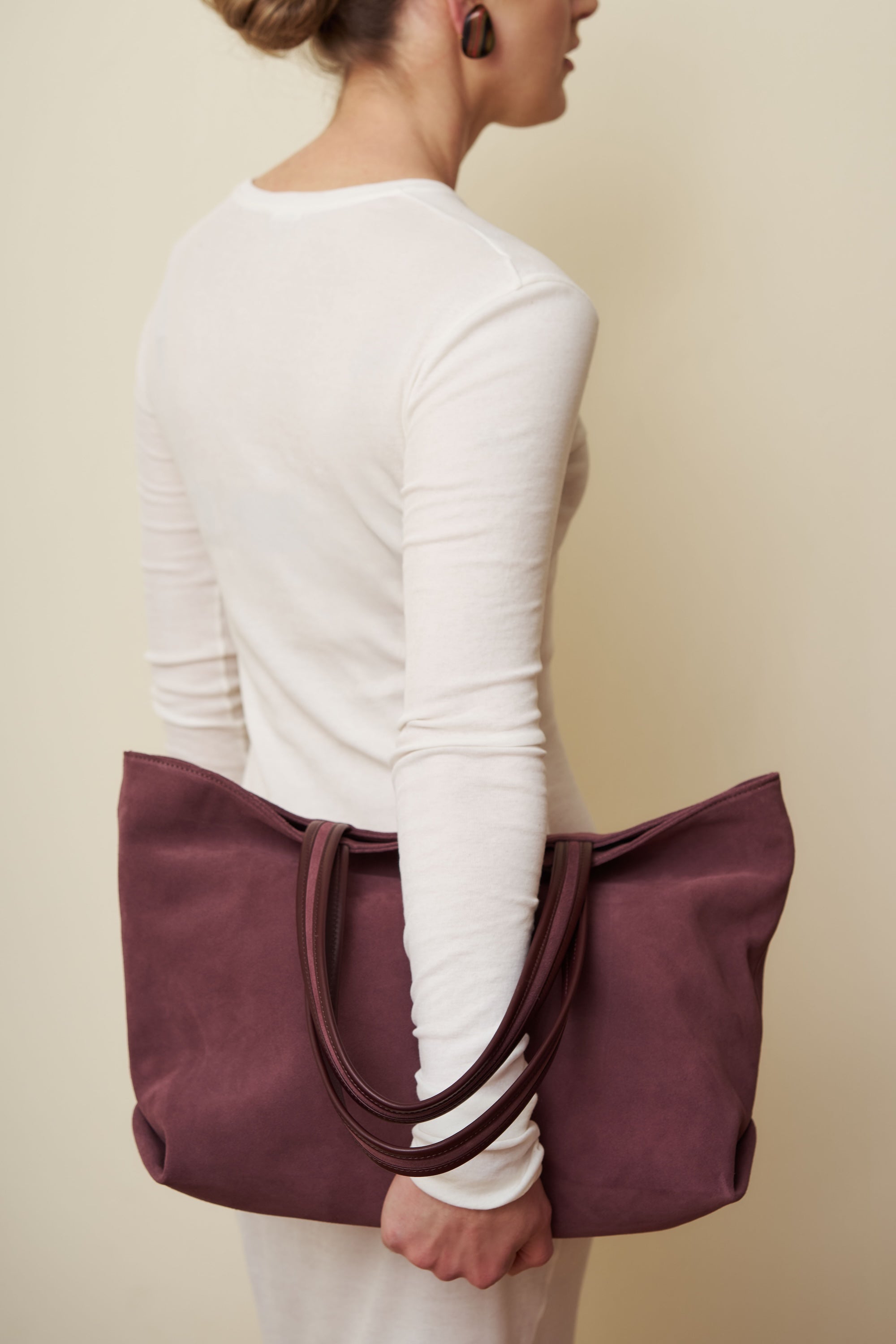 Simple Fold Tote in Suede Plum