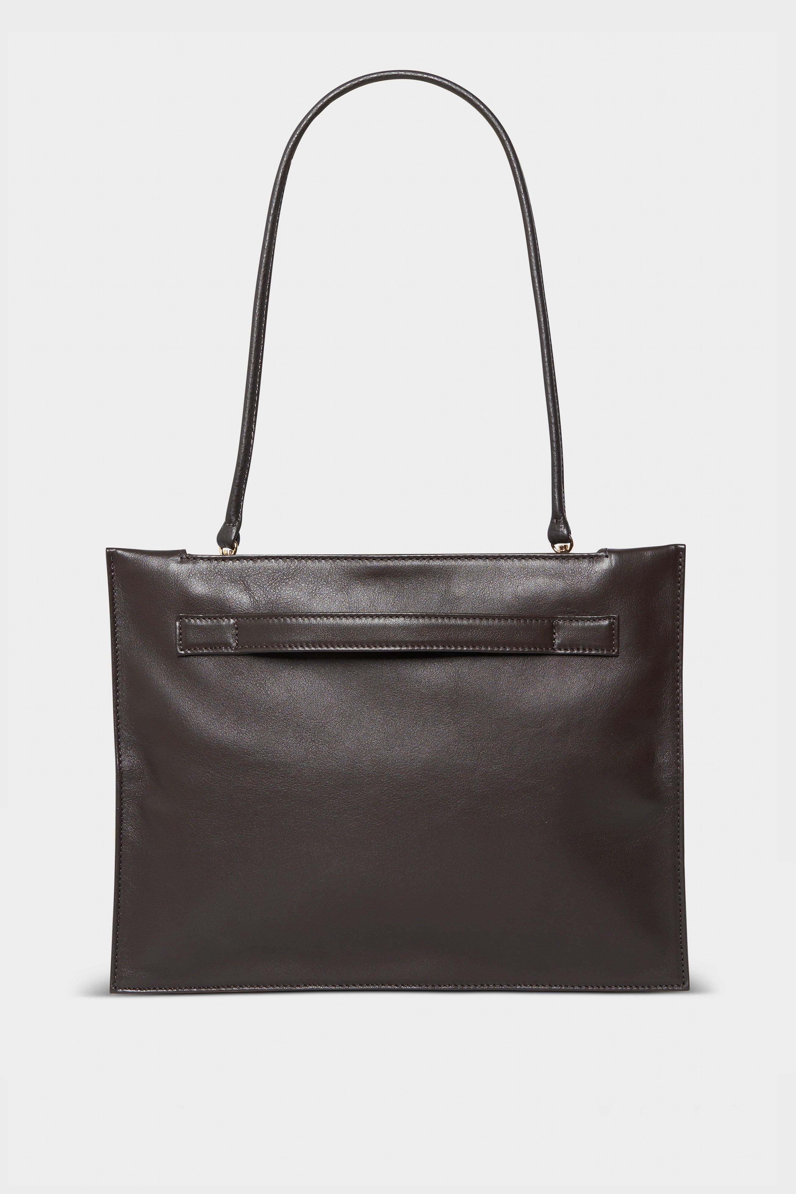 Small Handle Clutch in Smooth Dark Brown