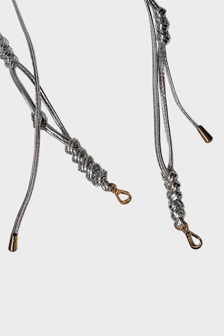 Short Braided Strap in Metallic Silver