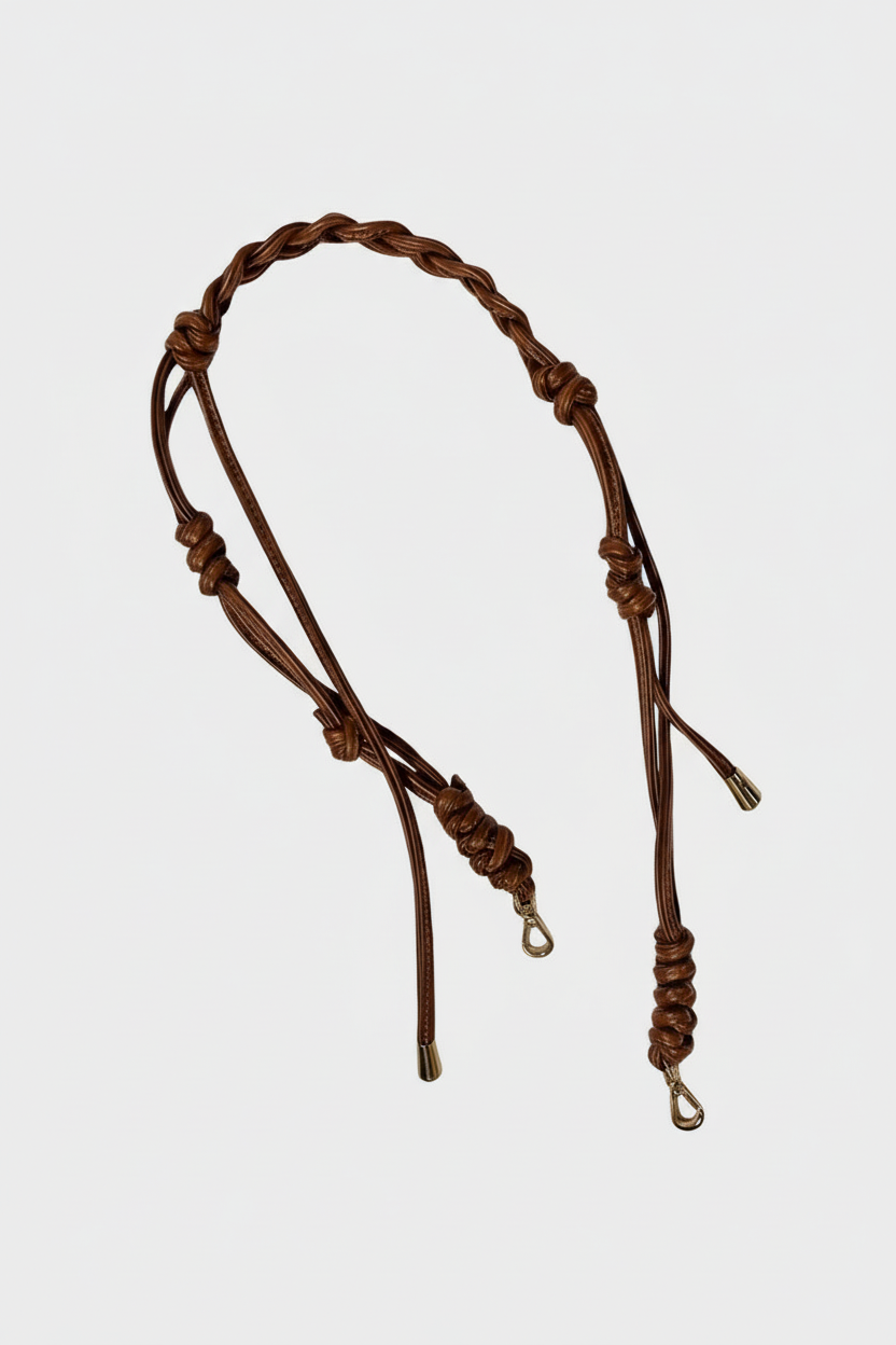 Short Braided Strap in Smooth Chestnut