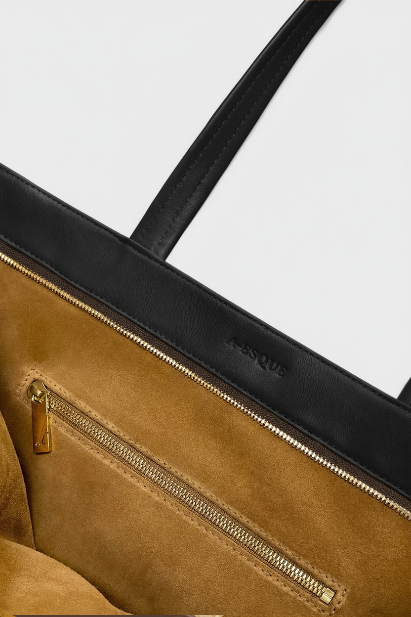 Large Simple Fold Tote in Smooth Black