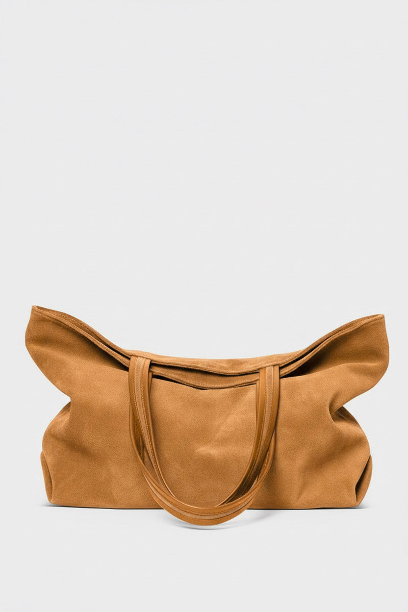 Simple Fold Tote in Suede Tan