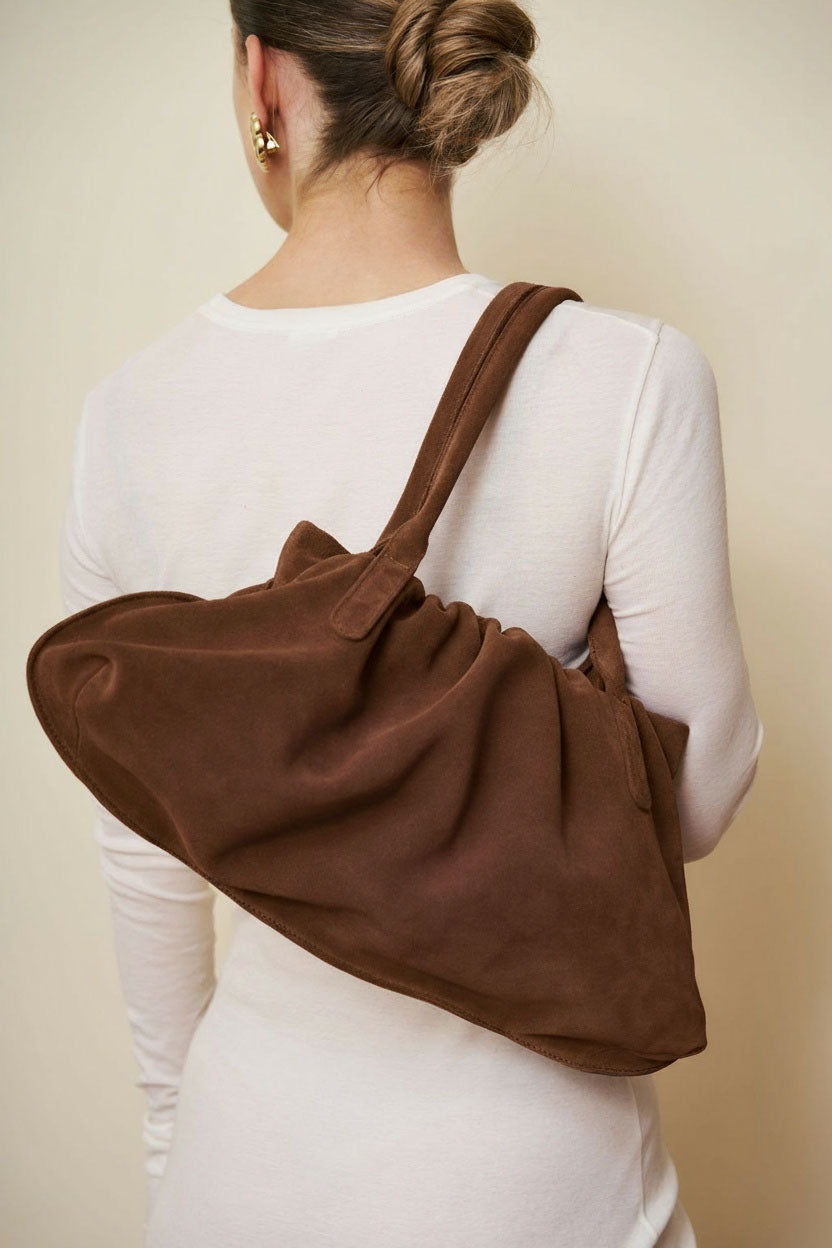 Cloud Shoulder Bag in Suede Chestnut