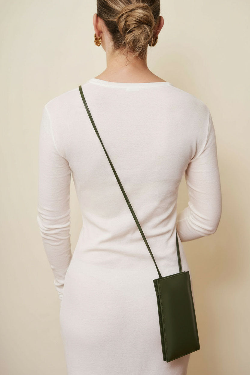 Tall Slim Double Pocket Bag in Smooth Khaki