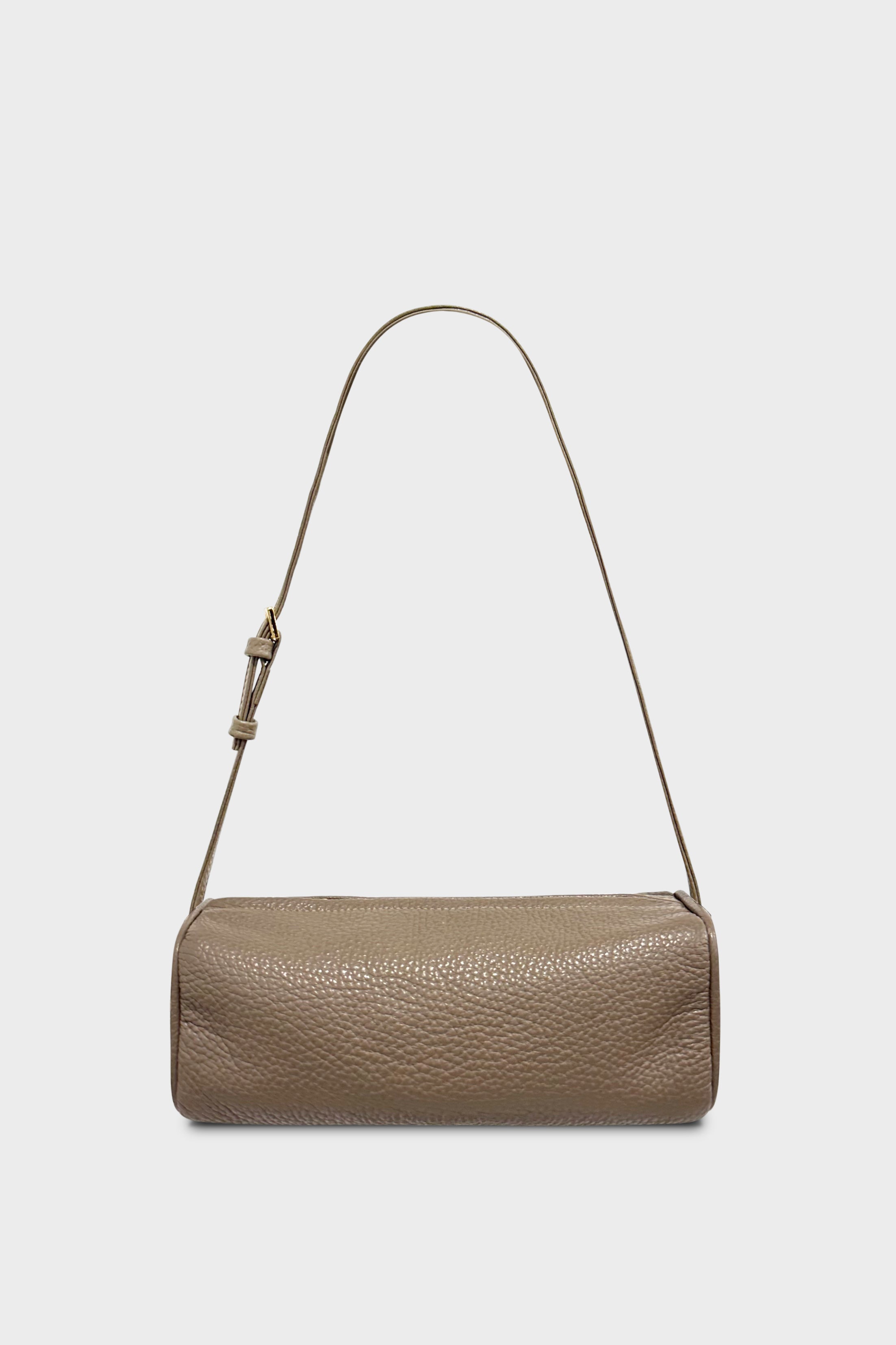 Small Barrel Shoulder Bag in Grain Elephant