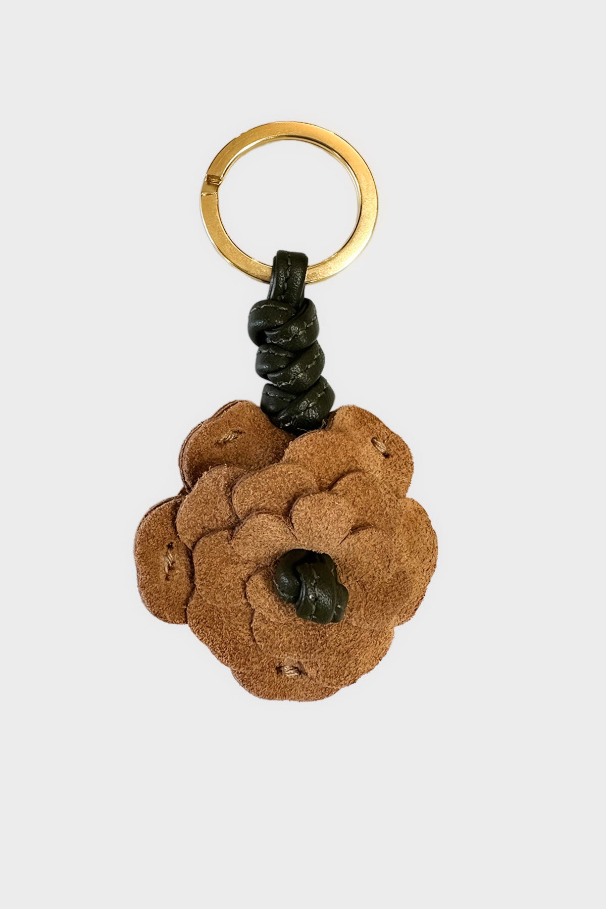 Floral Keyring in Suede Tan