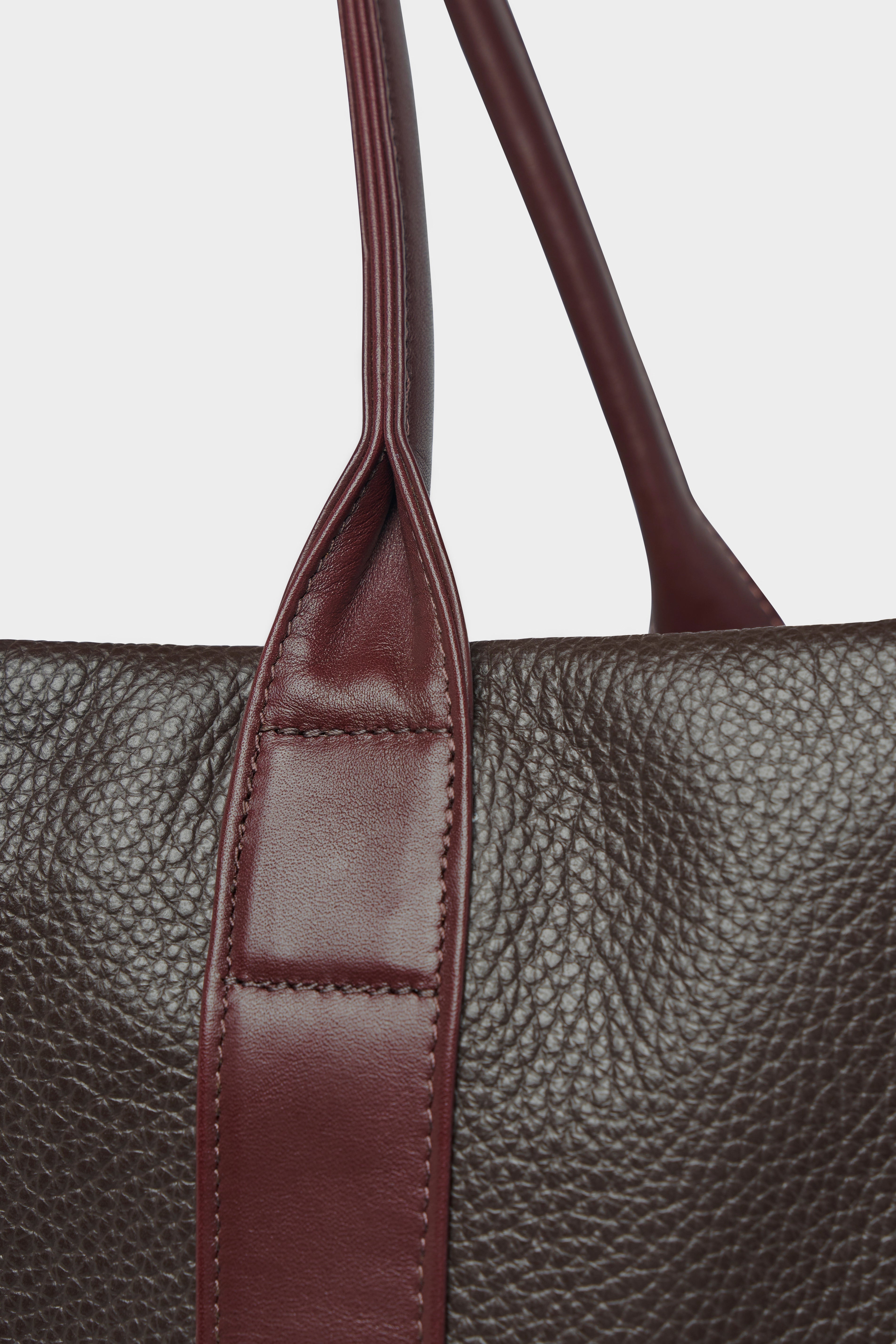 Grocer Deluxe Tote Bag in Dark Brown and Burgundy
