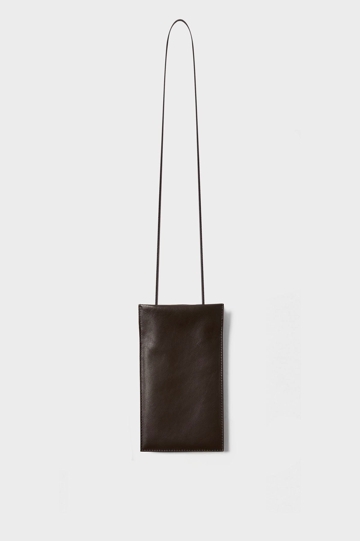 Tall Slim Double Pocket Bag in Smooth Dark Brown