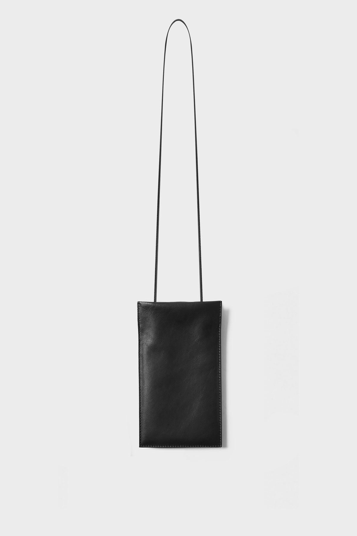 Tall Slim Double Pocket Bag in Smooth Black