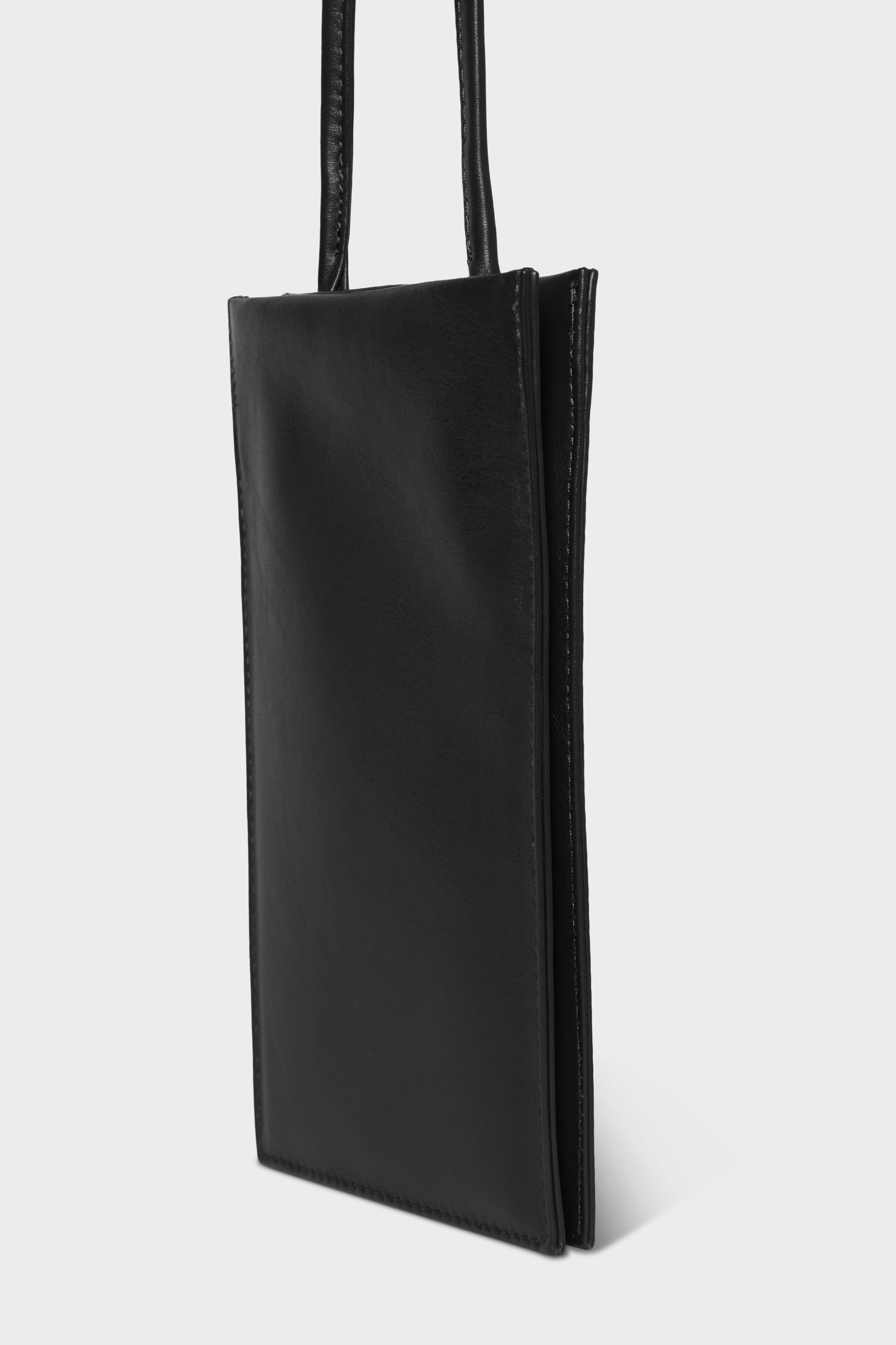 Tall Slim Double Pocket Bag in Smooth Black