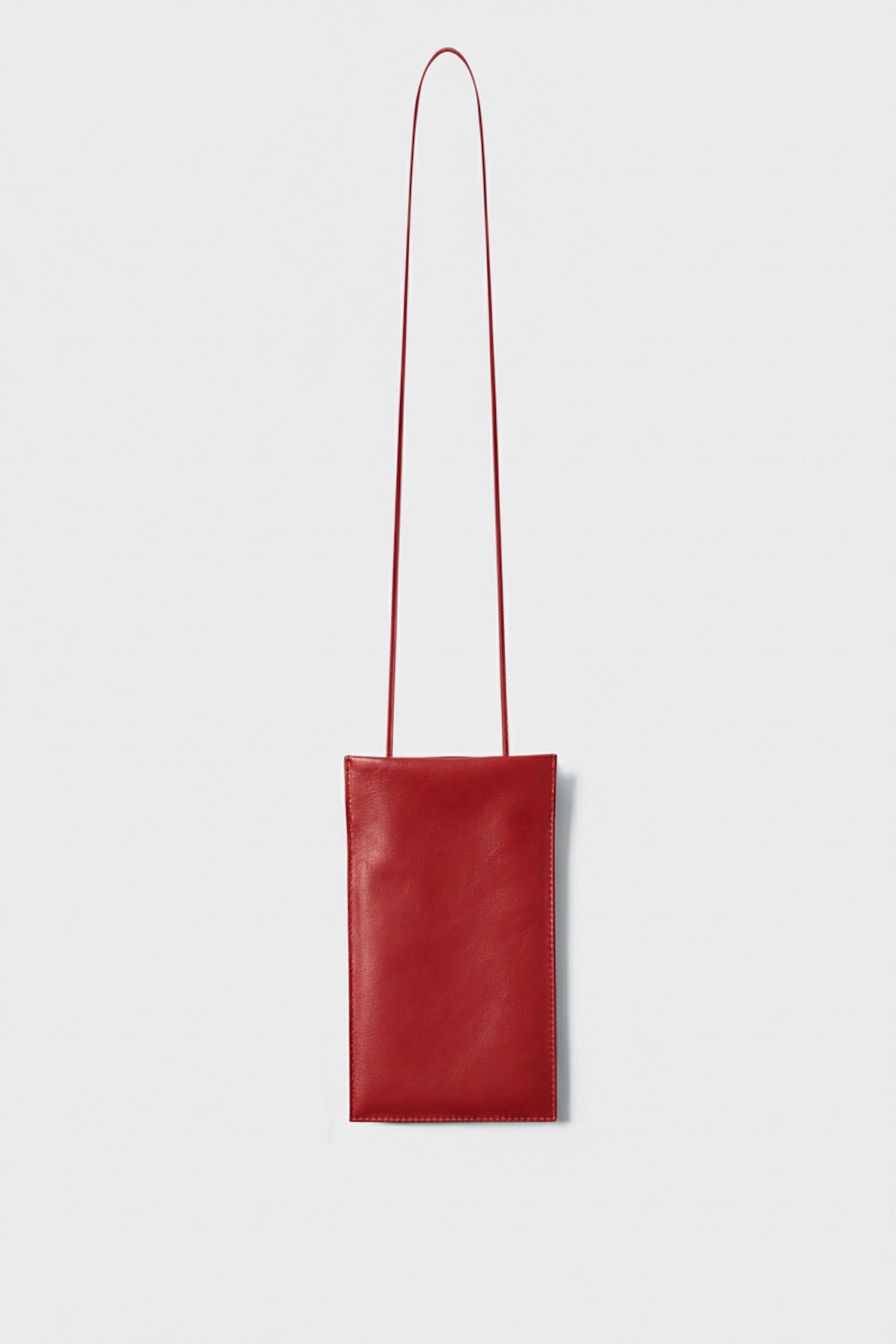 Tall Slim Double Pocket Bag in Smooth Red