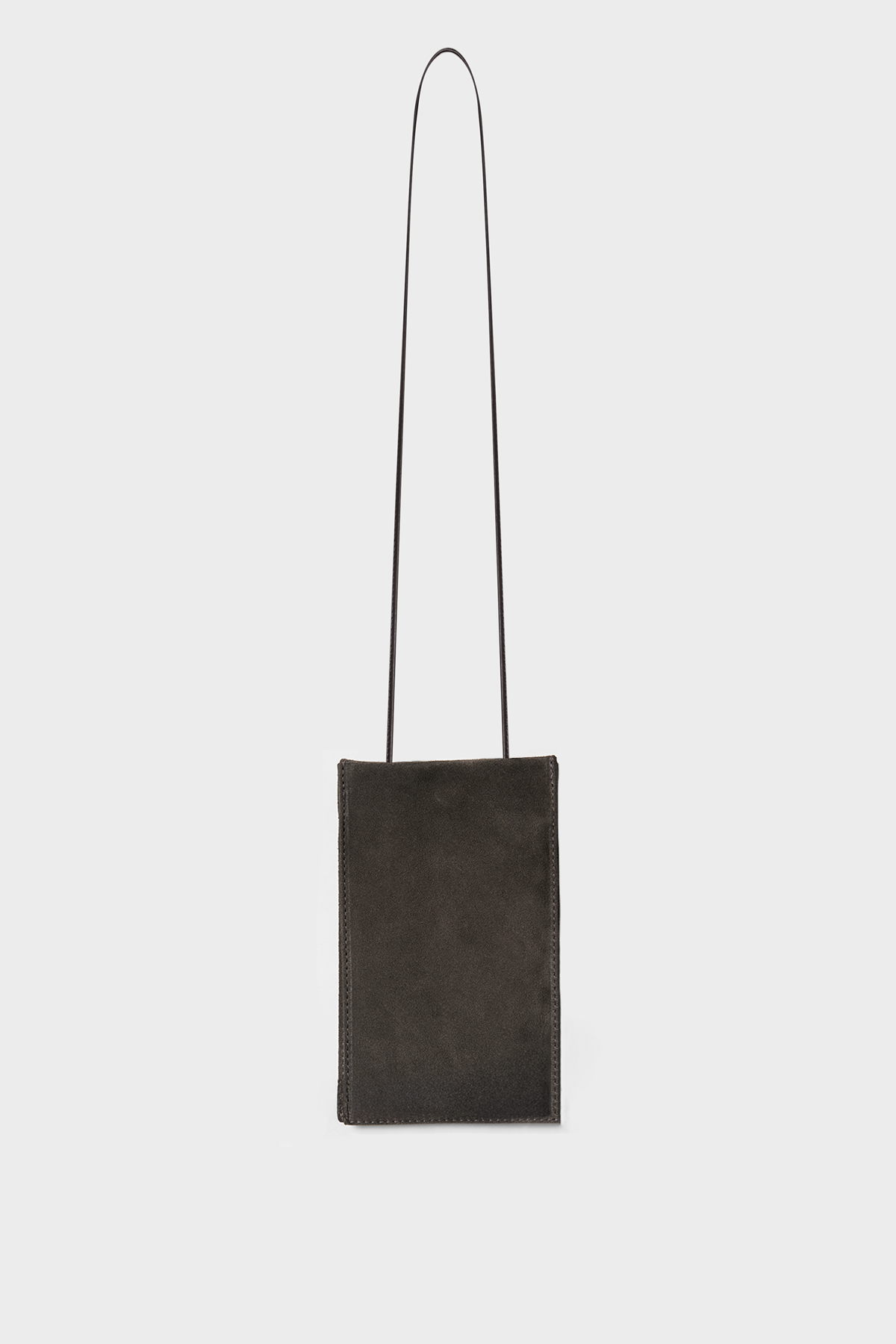 Tall Slim Double Pocket Bag in Suede Brown
