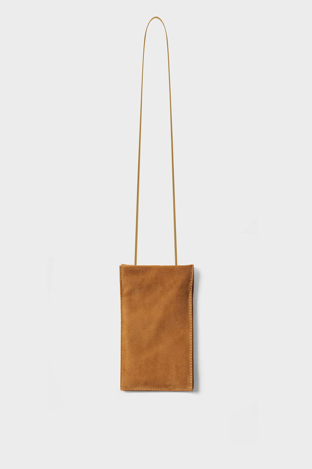 Tall Slim Double Pocket Bag in Suede Tan