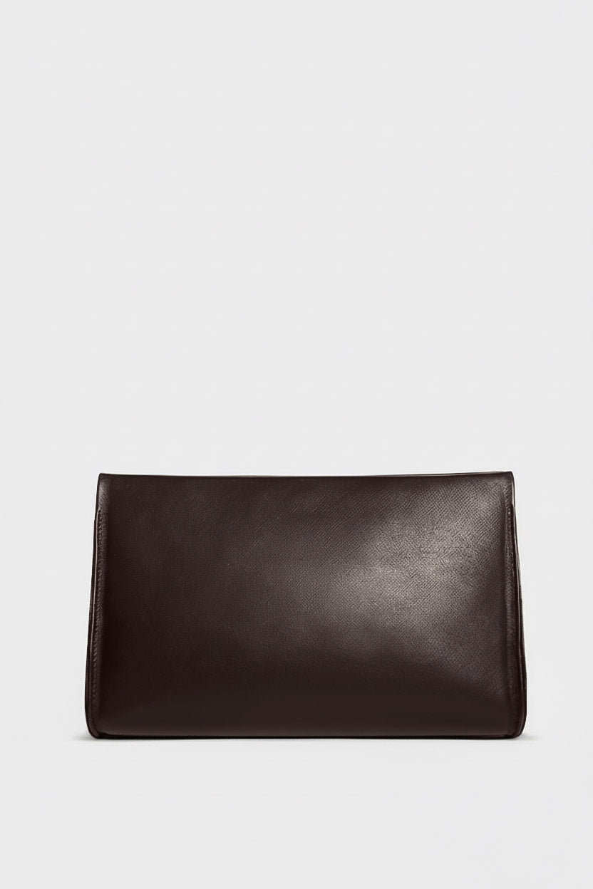 Teardrop Clutch in Smooth Dark Brown