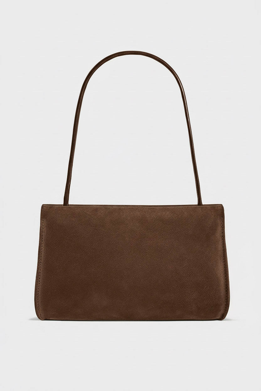 Teardrop Clutch in Suede Chestnut