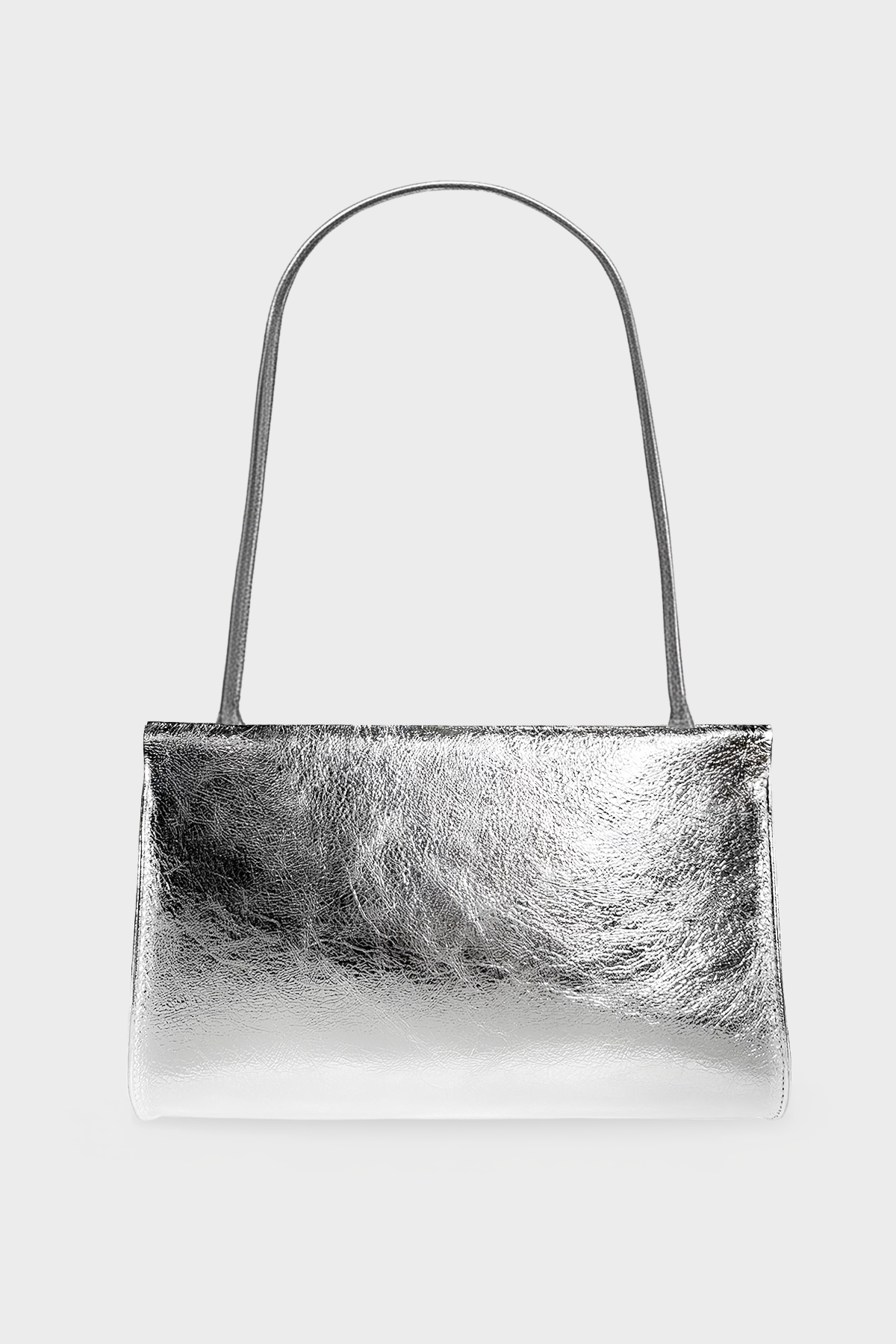 Teardrop Clutch in Metallic Silver