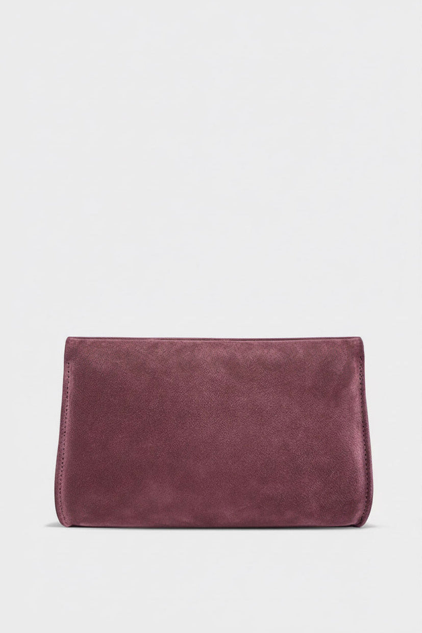 Teardrop Clutch in Suede Plum