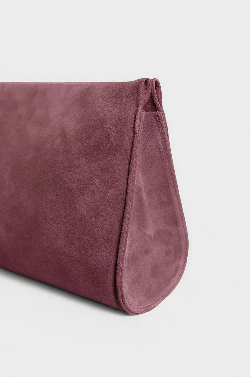 Teardrop Clutch in Suede Plum
