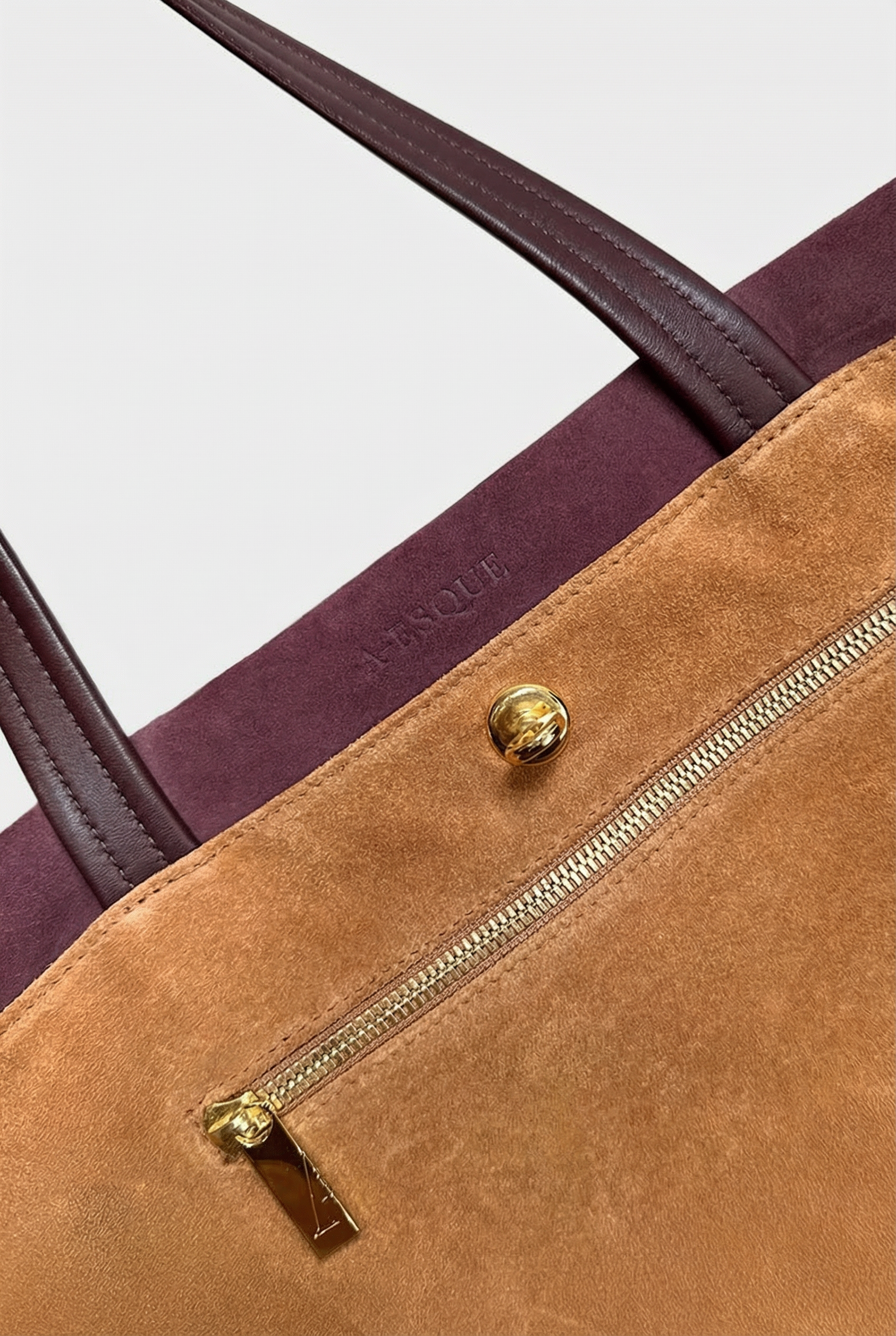Turn Lock Tote in Suede Plum