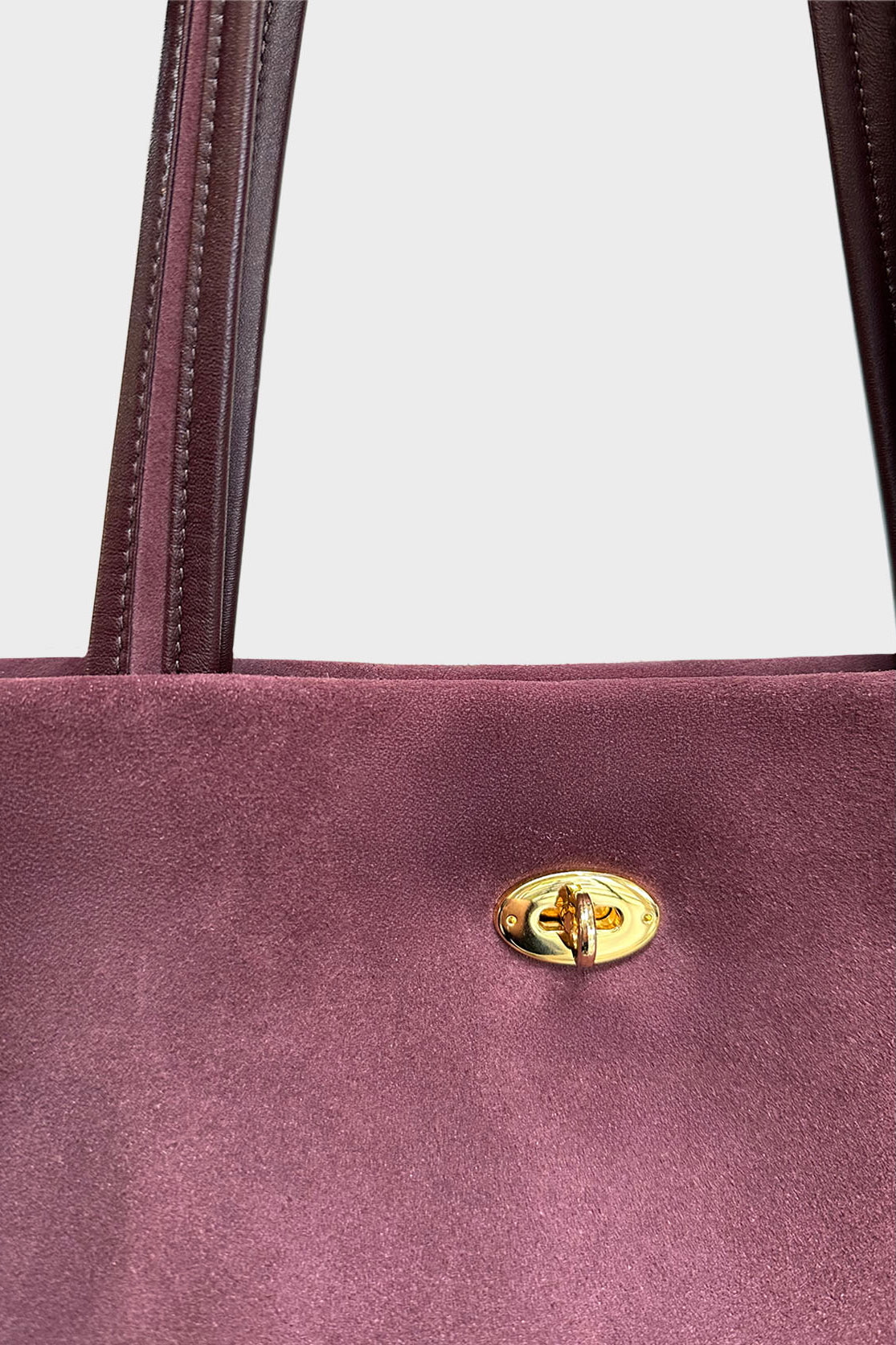 Turn Lock Tote in Suede Plum