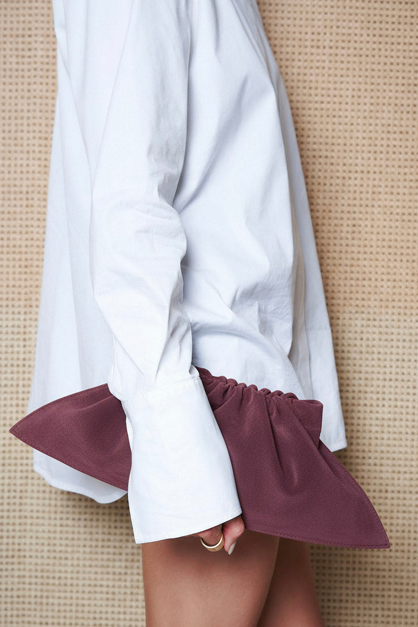 Mini Cloud Clutch in Suede Plum