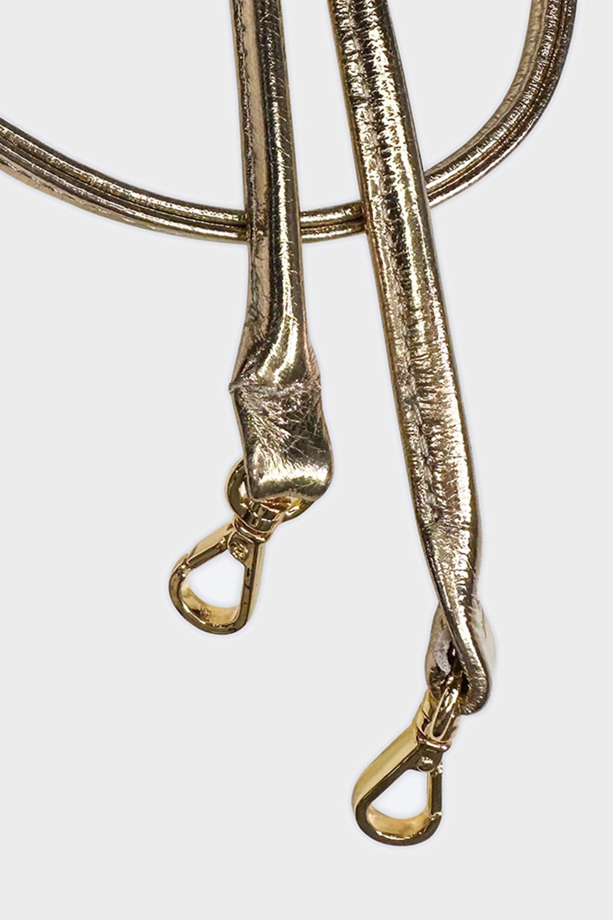 Fine Long Leather Strap Metallic Gold