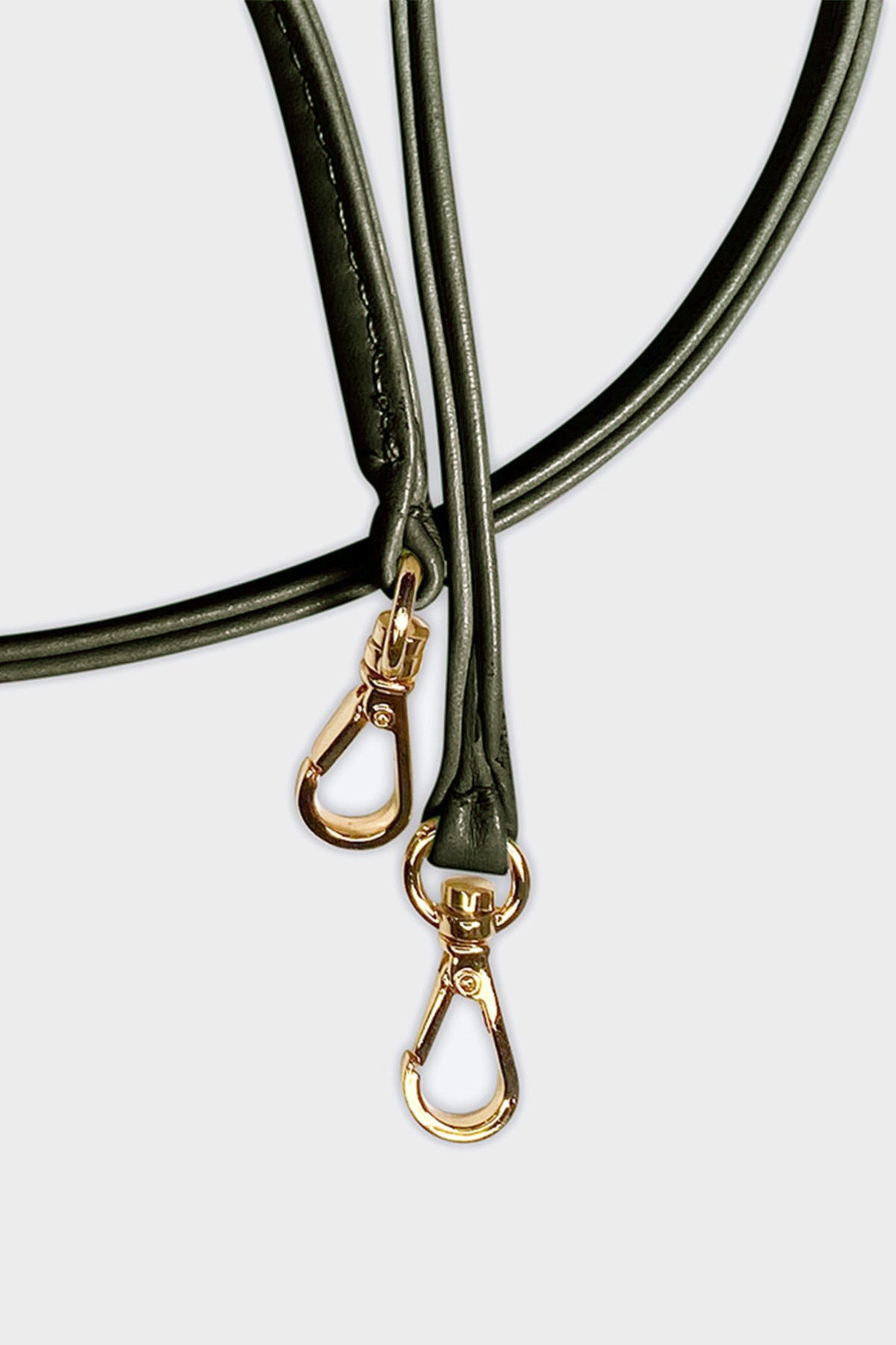 Fine Long Leather Strap Smooth Khaki