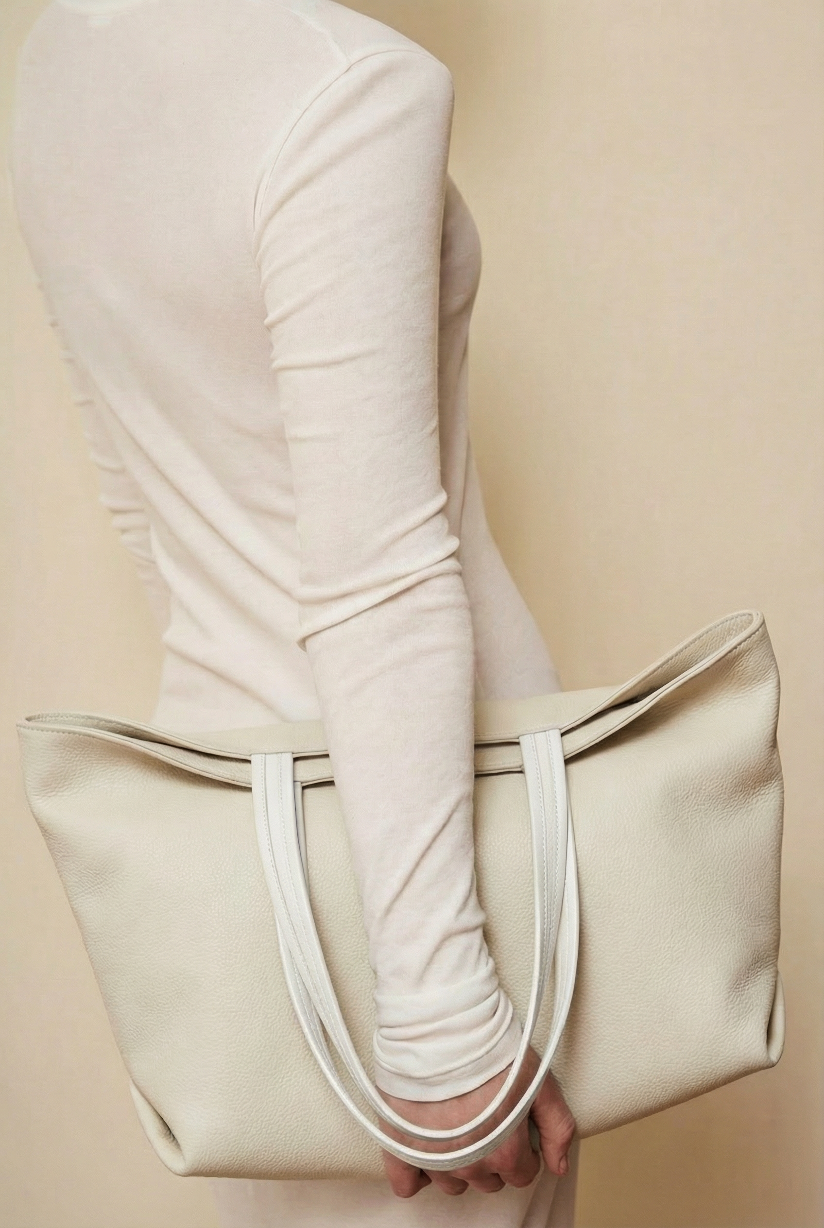 Simple Fold Tote in Grain White Wash