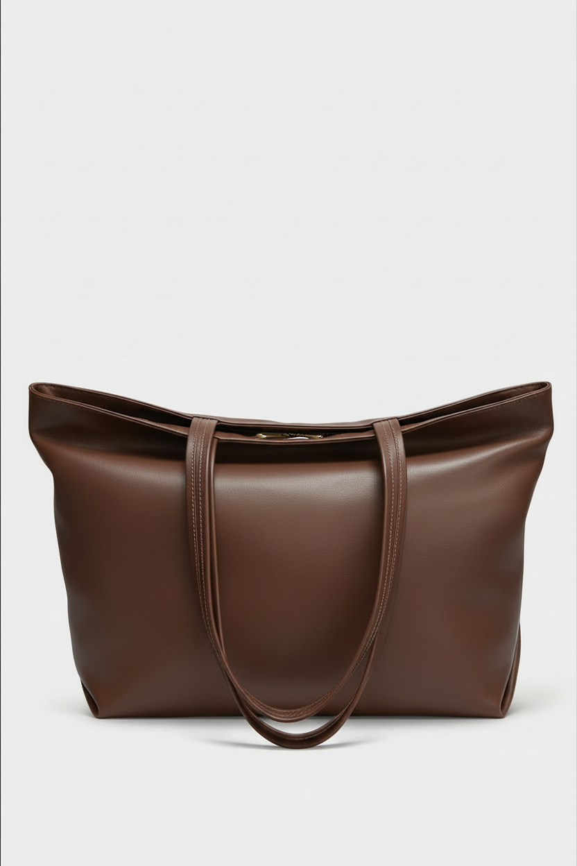 Large Simple Fold Tote in Smooth Chestnut