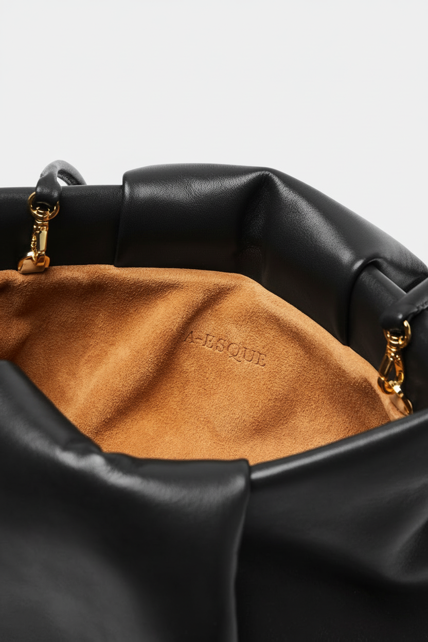 Midi Fold Clutch in Smooth Black