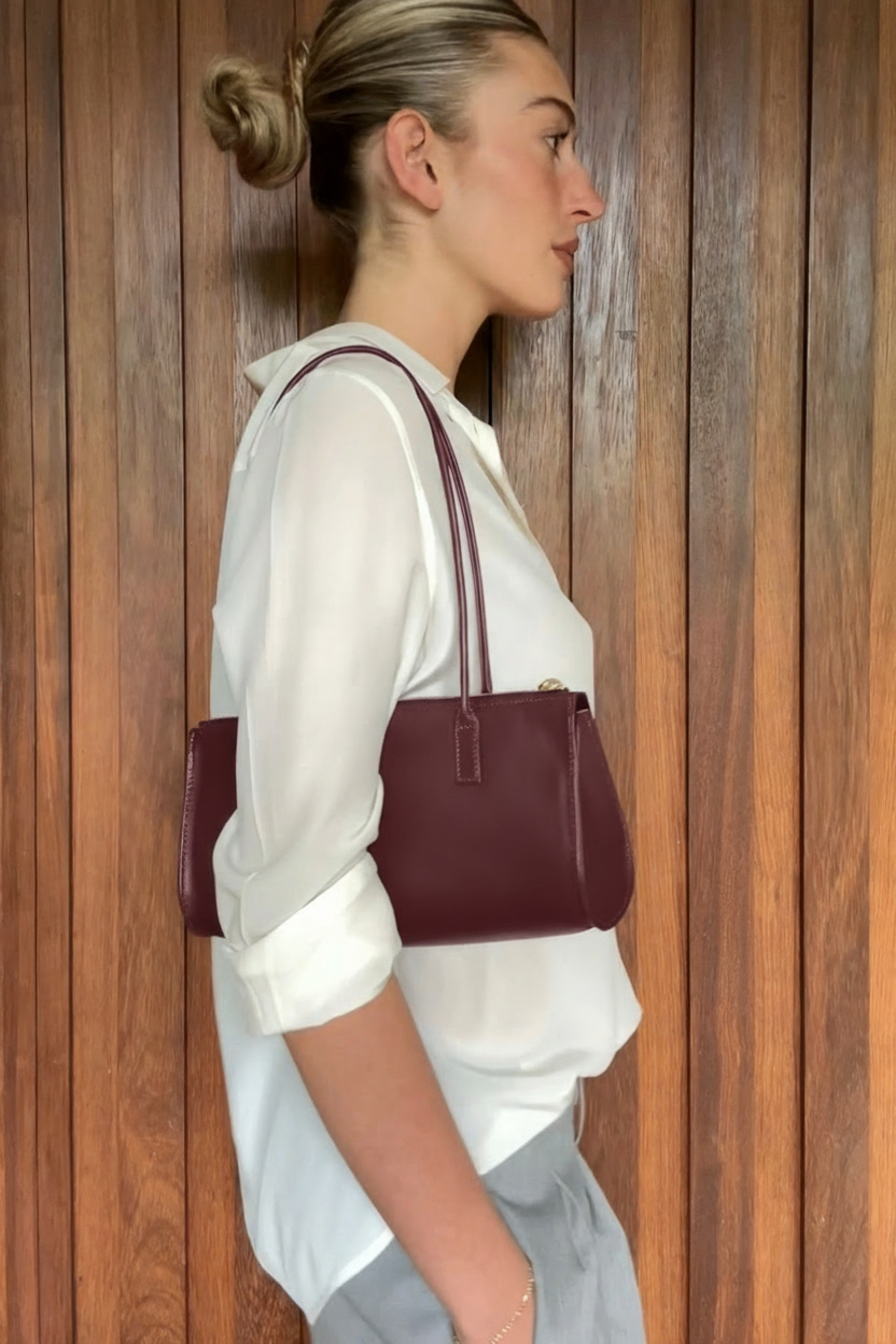 Cylinder Shoulder Bag in Smooth Burgundy