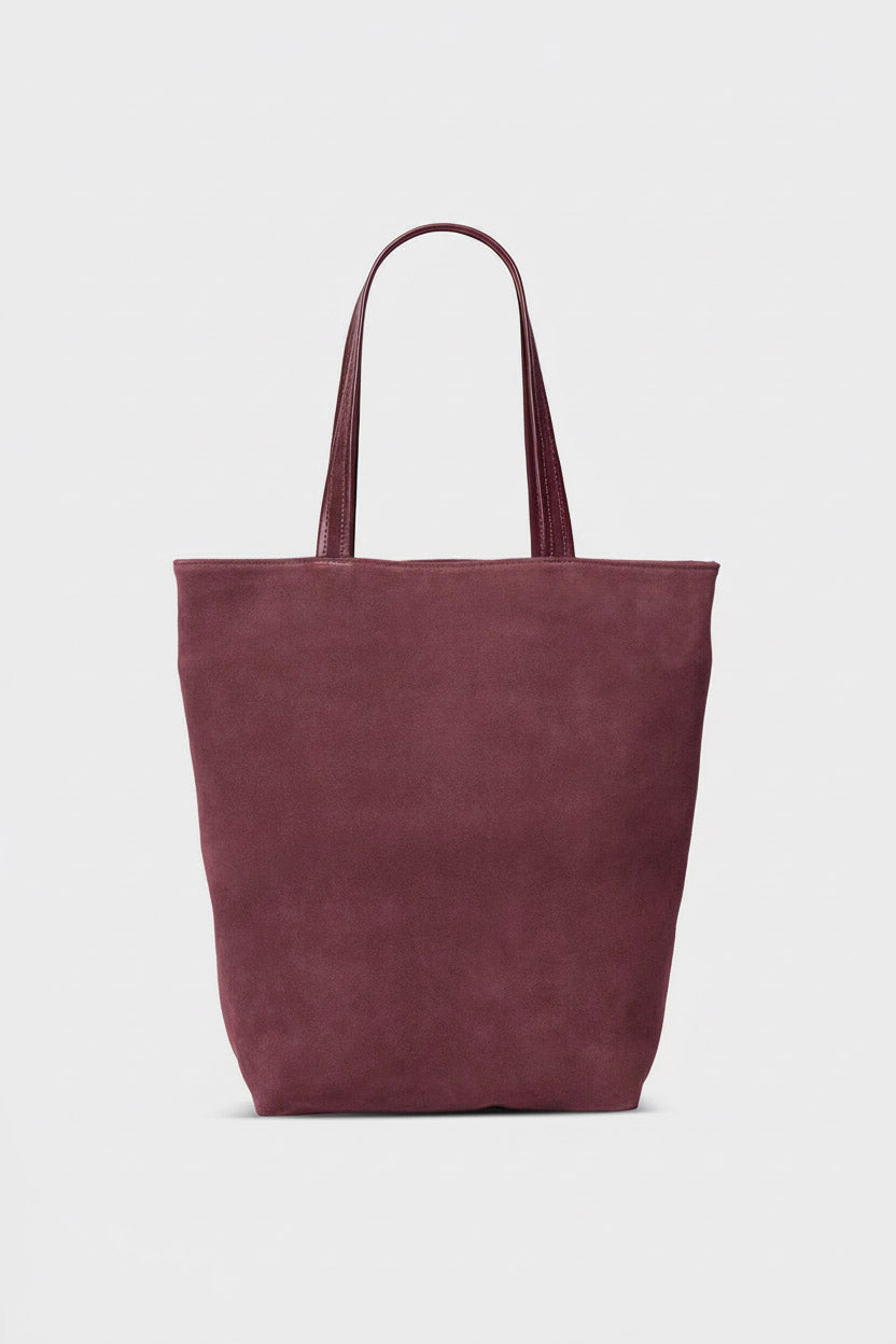 Tall Simple Tote in Suede Plum
