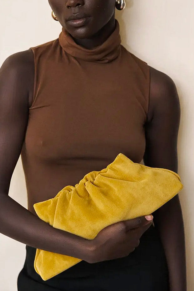 Midi Cloud Bag in Suede Ochre