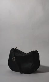 Saddle Shoulder Bag Grain Black