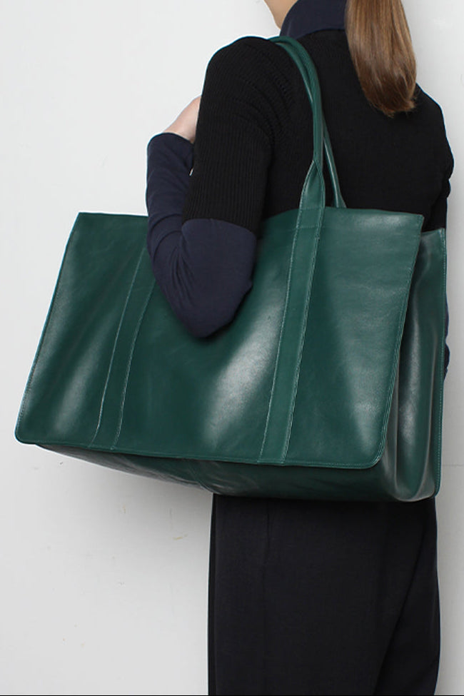 Original Grocer Tote in Smooth Bottle Green