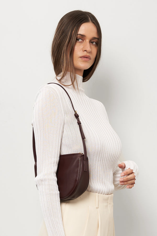 Mini Saddle Shoulder Bag in Smooth Dark Brown