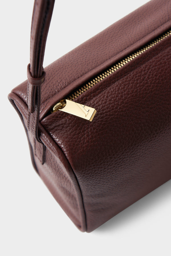 Barrel Shoulder Bag in Grain Burgundy